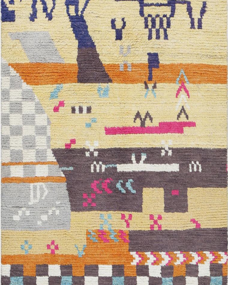 Custom hand-knotted wool rug in beige and brown, 190 × 118 cm, woven to order by Rug Gossips in Lahore