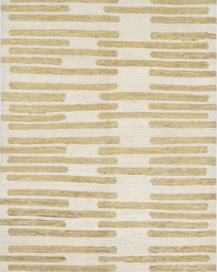 Custom hand-knotted wool rug in cream and sand, 312 × 193 cm, woven to order by Rug Gossips in Lahore