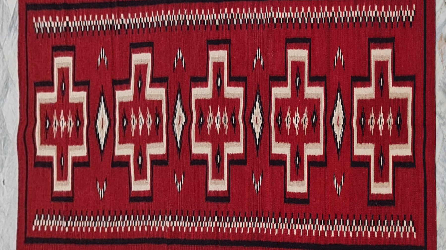 Detail of a custom runners rug woven by Rug Gossips in Lahore
