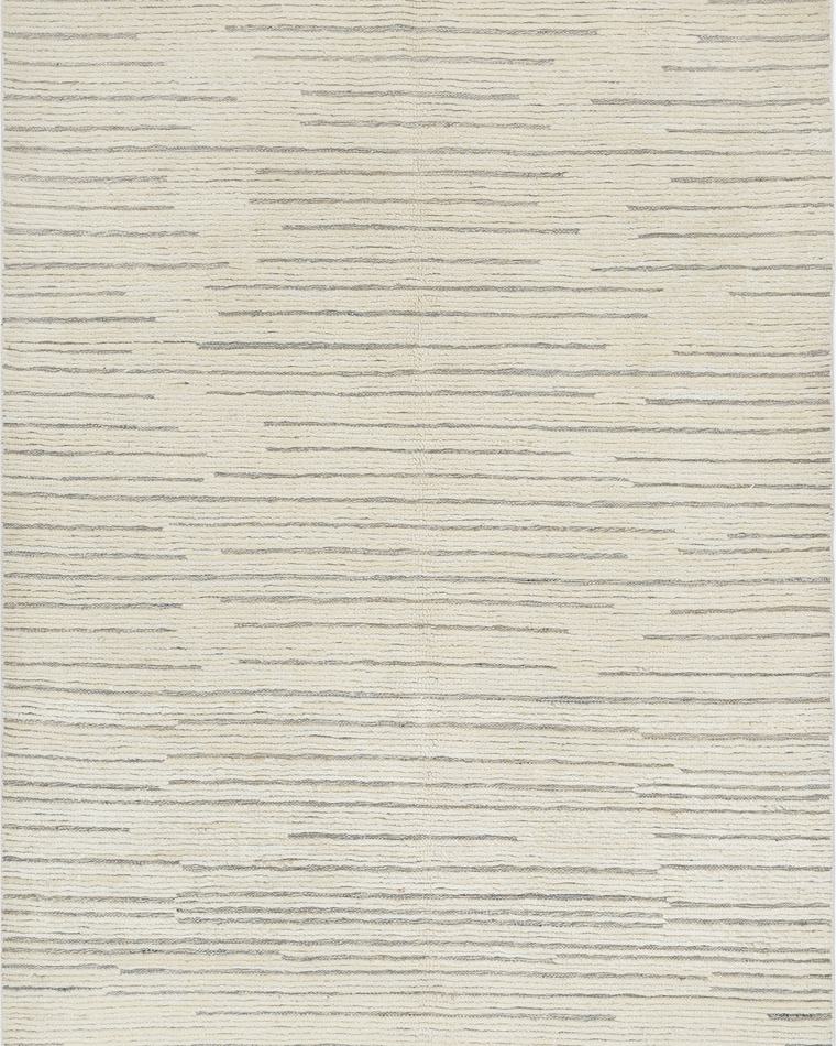 Custom Moroccan Beni-style hand-knotted rug in cream and beige, 270 × 164 cm, woven to order by Rug Gossips in Lahore