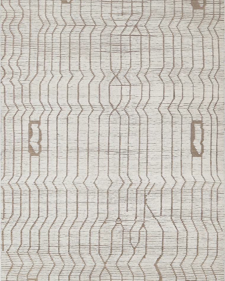 Custom Moroccan Beni-style hand-knotted rug in cream and beige, 290 × 170 cm, woven to order by Rug Gossips in Lahore