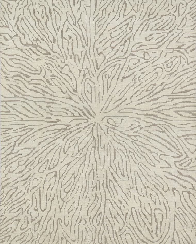 Custom Moroccan Beni-style hand-knotted rug in cream and beige, 426 × 307 cm, woven to order by Rug Gossips in Lahore
