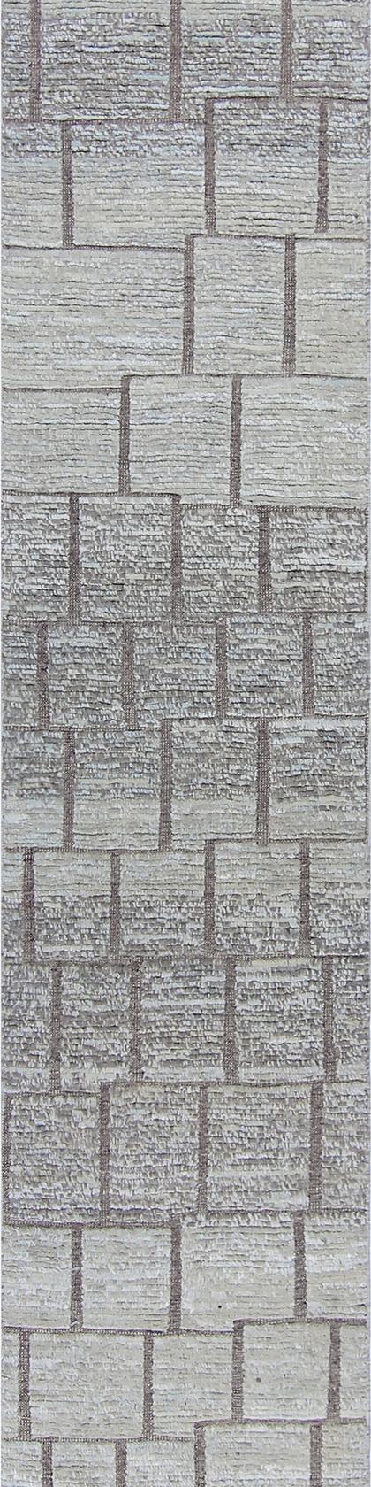 Custom handwoven runner rug in beige and sage, 620 × 77 cm, woven to order by Rug Gossips in Lahore