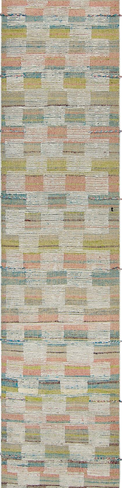 Custom handwoven runner rug in beige and sand, 520 × 96 cm, woven to order by Rug Gossips in Lahore