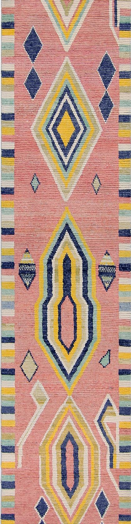 Custom handwoven runner rug in sand and gold, 554 × 93 cm, woven to order by Rug Gossips in Lahore